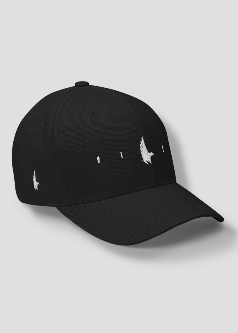 Flex Logo Fitted Hat Black - Loyalty Vibes