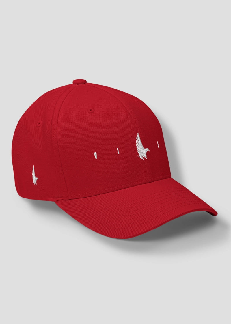 Flex Logo Fitted Hat Red - Loyalty Vibes