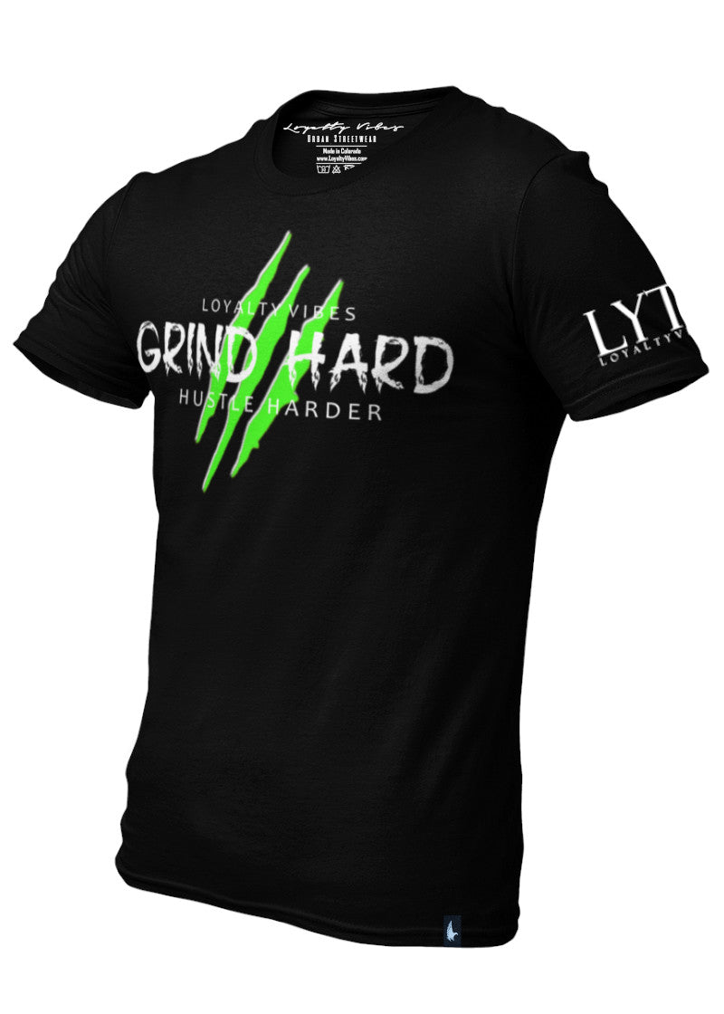 Loyalty Vibes Grind Hard T-Shirt Black Green Men's - Loyalty Vibes