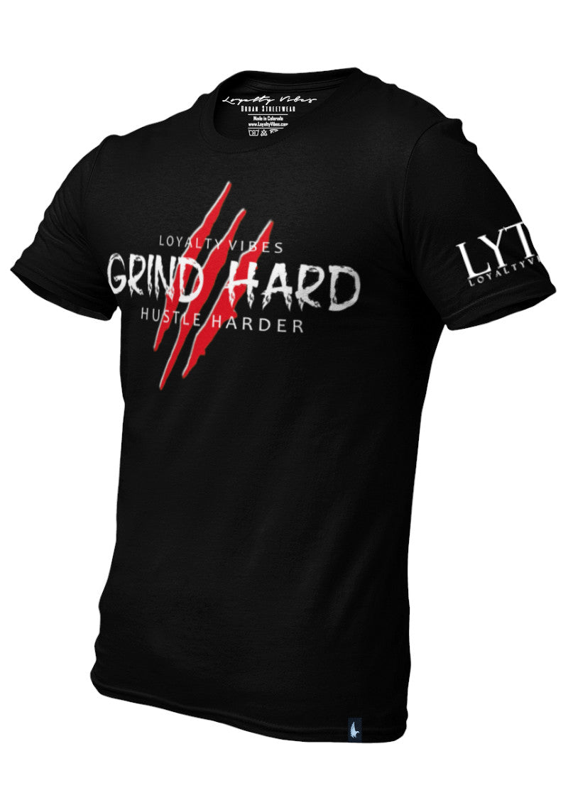 Loyalty Vibes Grind Hard T-Shirt Black Red Men's - Loyalty Vibes