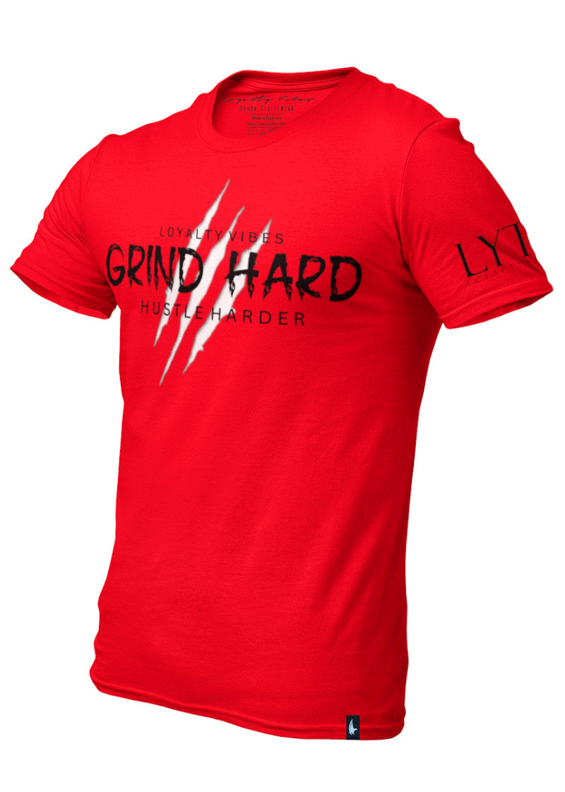 Loyalty Vibes Grind Hard T-Shirt Red Men's - Loyalty Vibes