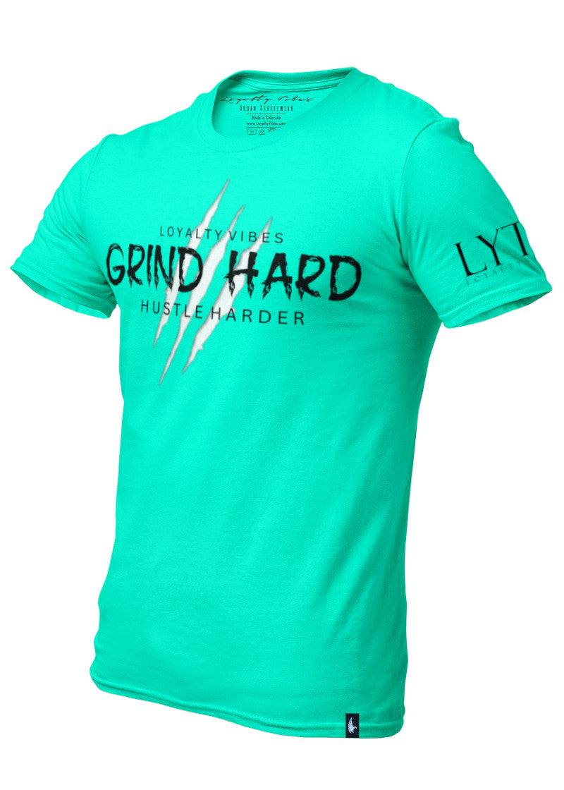 Loyalty Vibes Grind Hard T-Shirt Teal Men's - Loyalty Vibes