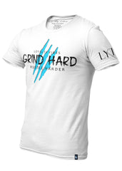 Loyalty Vibes Grind Hard T-Shirt White Blue Men's - Loyalty Vibes