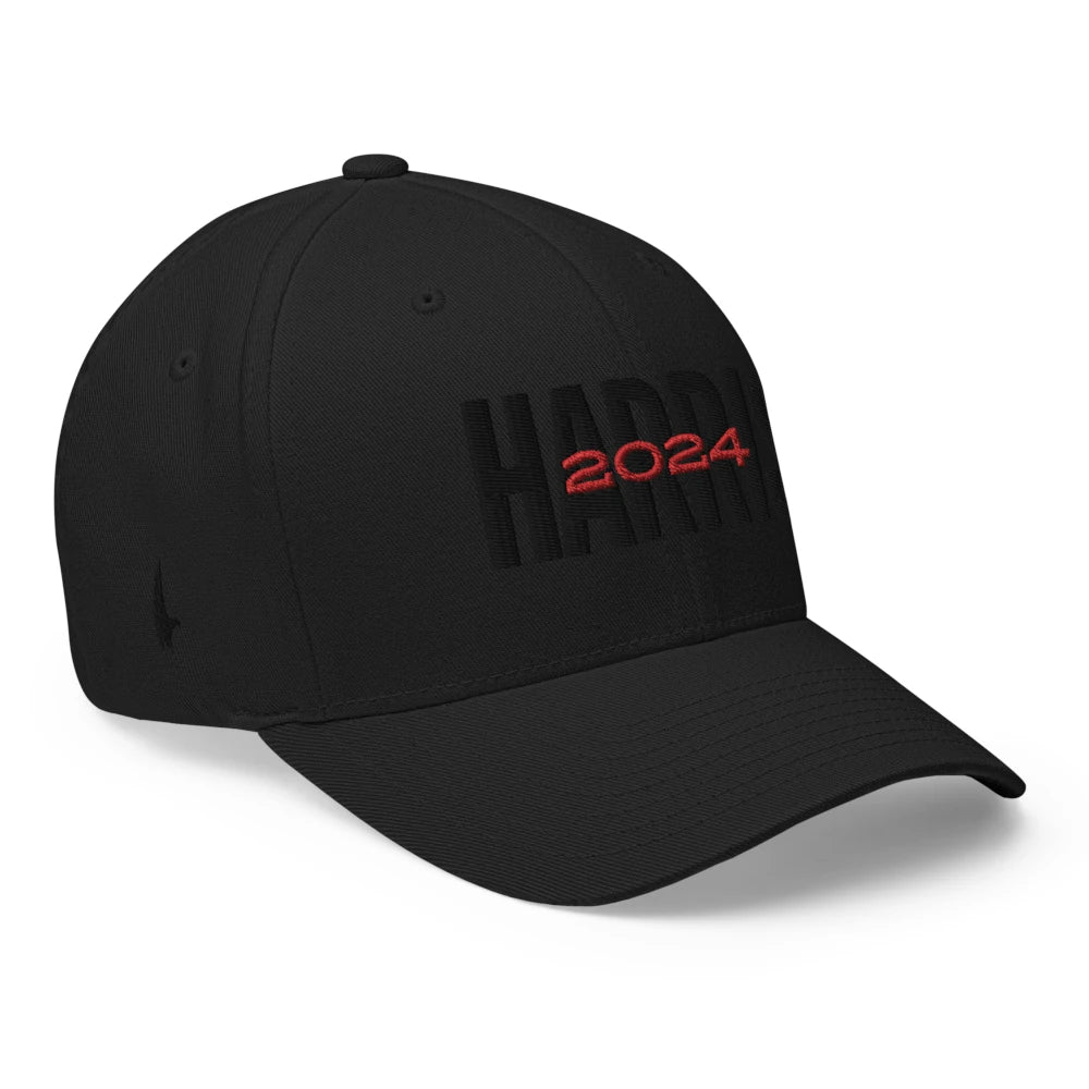 Harris 2024 Fitted Hat Black Black - Loyalty Vibes