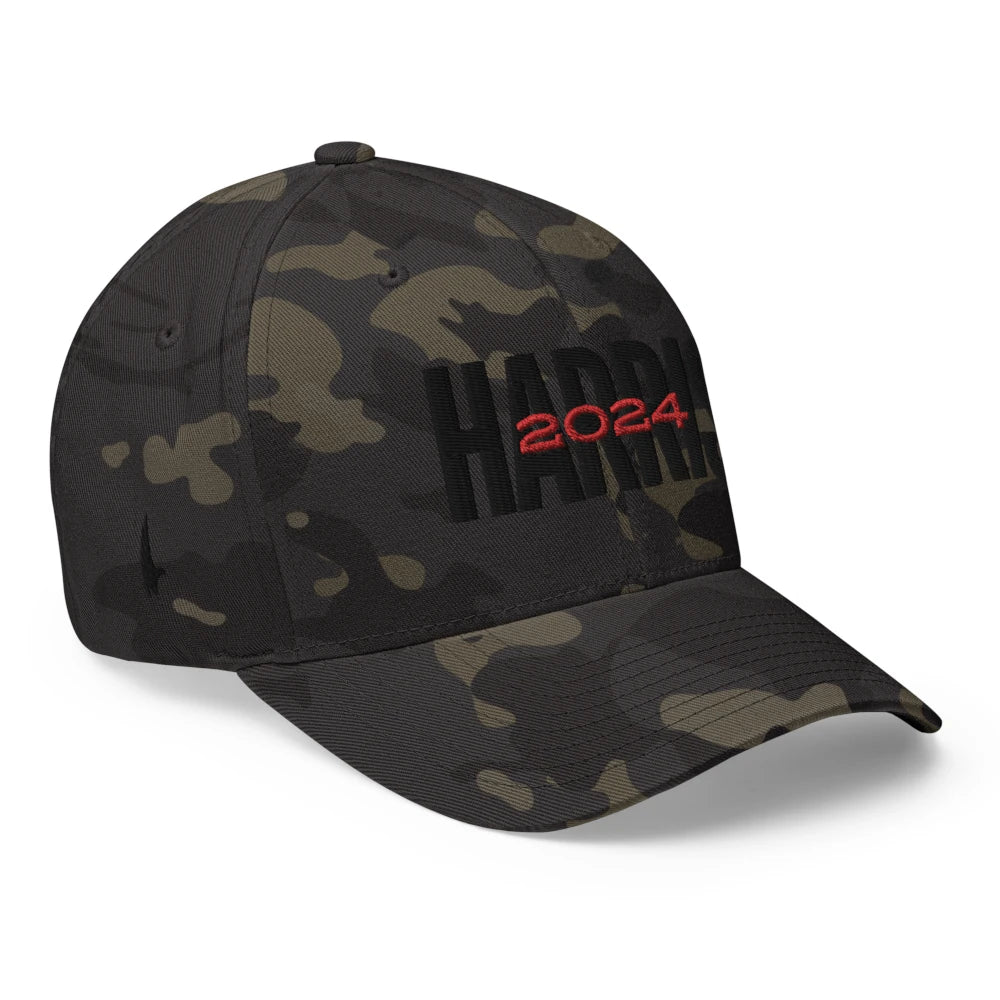 Harris 2024 Fitted Hat Camo Green Black - Loyalty Vibes