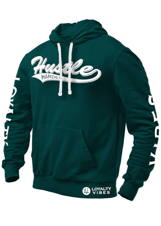 Loyalty Vibes Hustle Harder Hoodie Caribbean Green - Loyalty Vibes