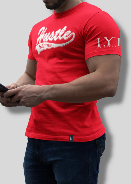 Hustle Harder T-Shirt Red - Loyalty Vibes