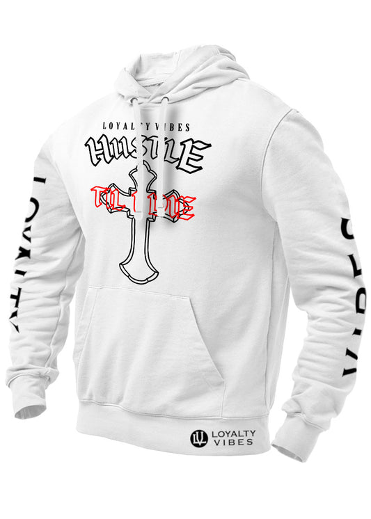 Hustle Til I Die Hoodie White Men's - Loyalty Vibes