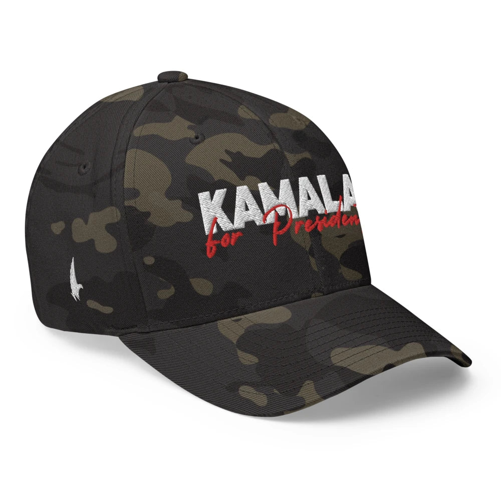 Kamala For President Fitted Hat Camo Green - Loyalty Vibes