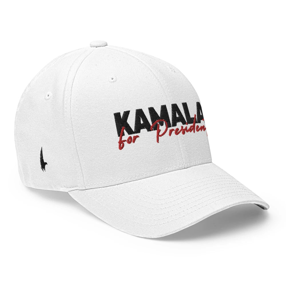 Kamala For President Fitted Hat White Black - Loyalty Vibes