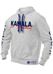 Kamala For President Hoodie Heather Grey Navy Blue - Loyalty Vibes