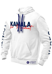 Kamala For President Hoodie White Navy Blue - Loyalty Vibes