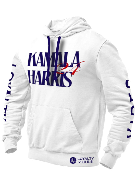 Kamala Harris 24 Hoodie White Navy Blue - Loyalty Vibes