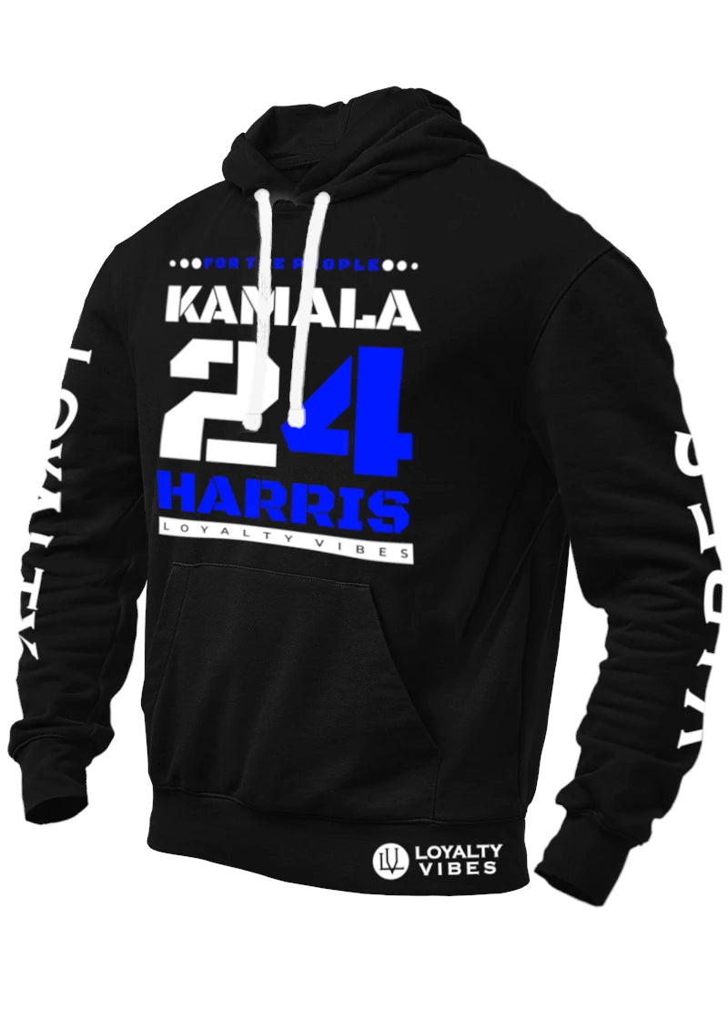 Kamala Harris For The People Hoodie Black White Blue - Loyalty Vibes