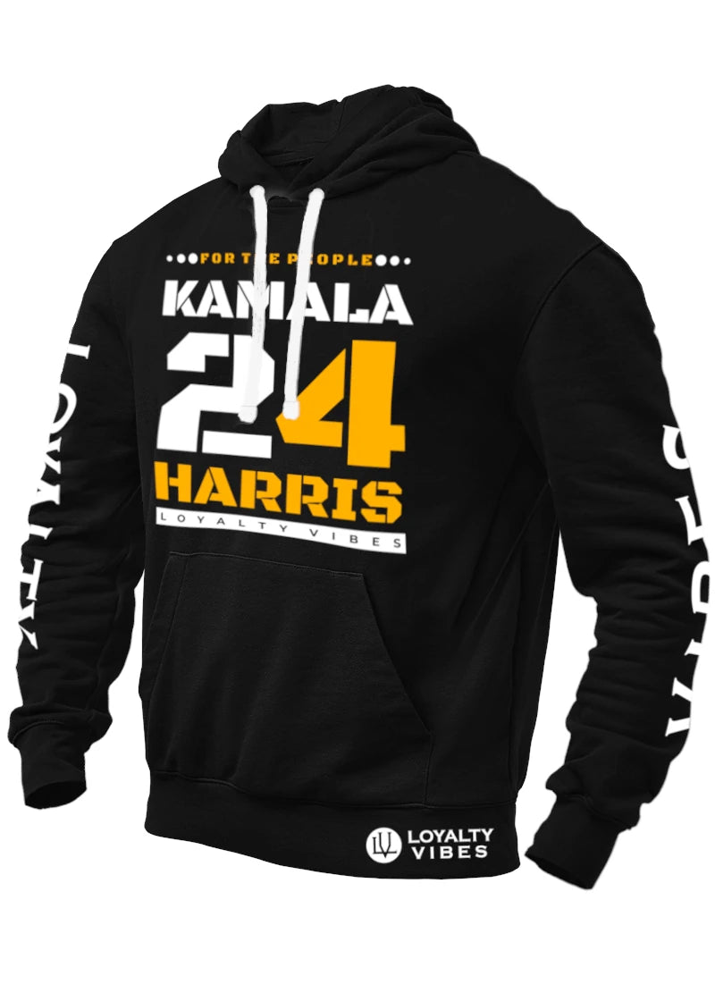 Kamala Harris For The People Hoodie Black White Tangerine - Loyalty Vibes