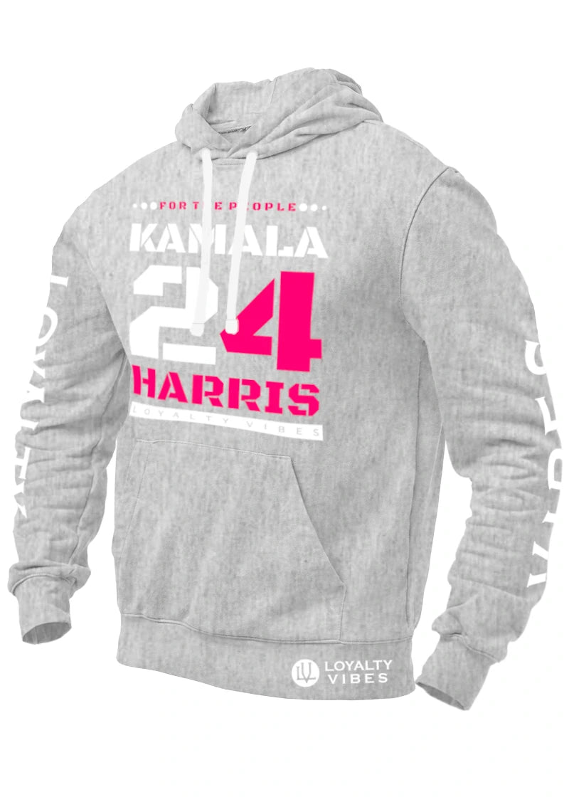 Kamala Harris For The People Hoodie Heather Grey White Pink - Loyalty Vibes