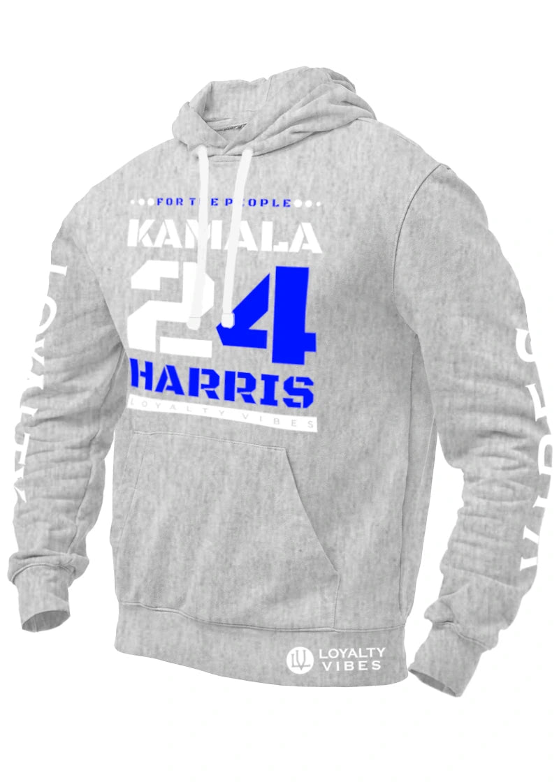 Kamala Harris For The People Hoodie Heather Grey White Blue - Loyalty Vibes