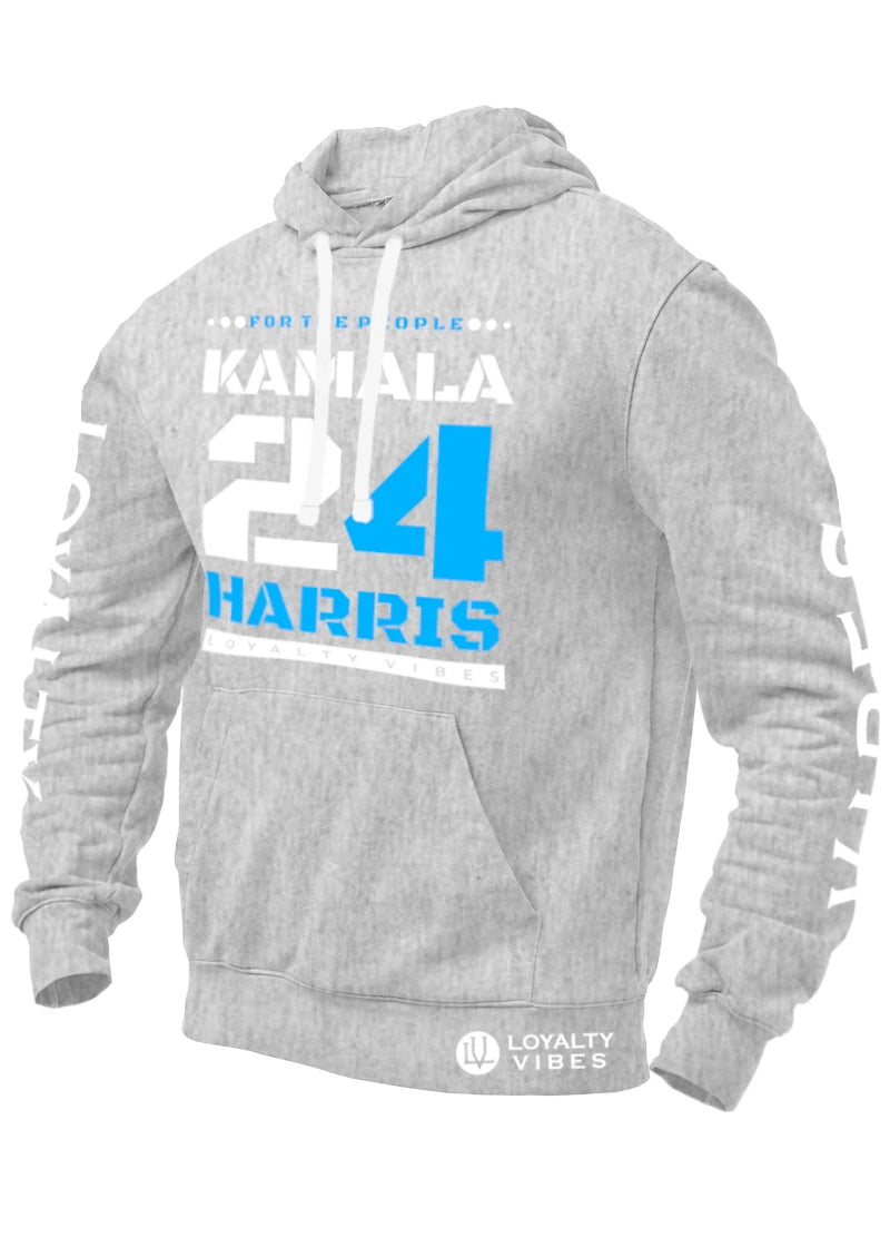 Kamala Harris For The People Hoodie Heather Grey White Sky Blue - Loyalty Vibes