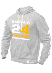 Kamala Harris For The People Hoodie Heather Grey White Tangerine - Loyalty Vibes