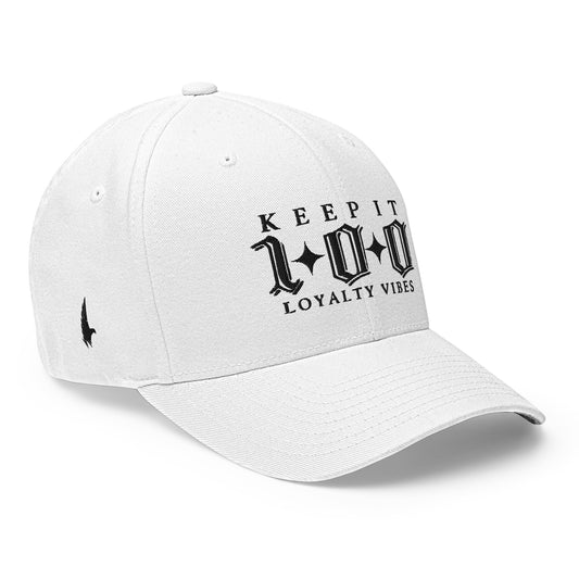 Keep It 100 Fitted Hat White - Loyalty Vibes
