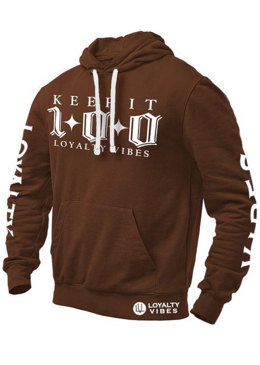 Keep It 100 Hoodie Brown - Loyalty Vibes