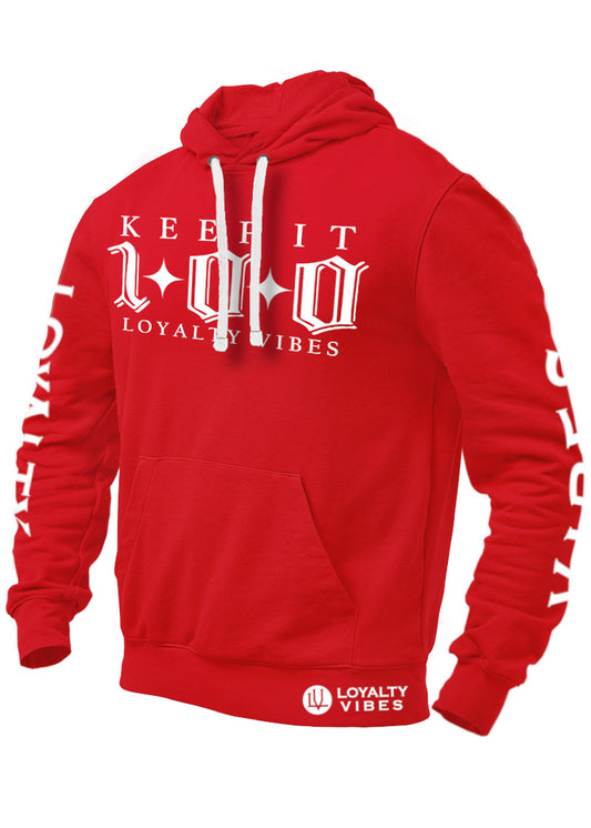 Loyalty Vibes Keep It 100 Hoodie Red Men's - Loyalty Vibes