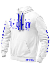 Loyalty Vibes Keep It 100 Hoodie White Blue Men's - Loyalty Vibes