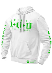 Loyalty Vibes Keep It 100 Hoodie White Green Men's - Loyalty Vibes