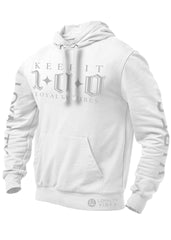 Loyalty Vibes Keep It 100 Hoodie White Grey Men's - Loyalty Vibes