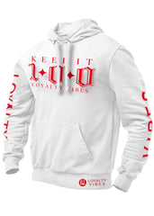 Loyalty Vibes Keep It 100 Hoodie White Red Men's - Loyalty Vibes