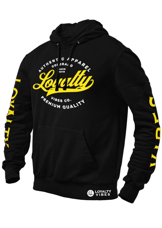 Loyalty Vibes Legacy Hoodie Black Yellow - Loyalty Vibes
