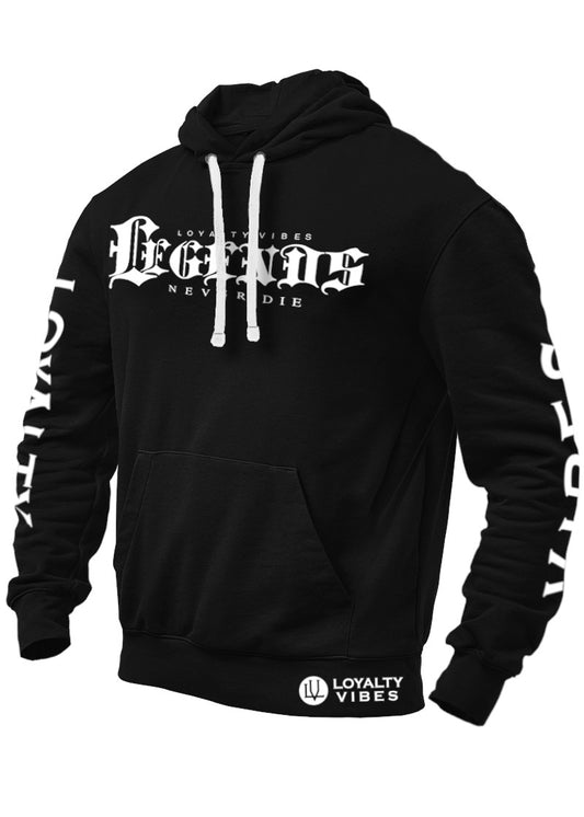 Legends Never Die Hoodie Black Men's - Loyalty Vibes