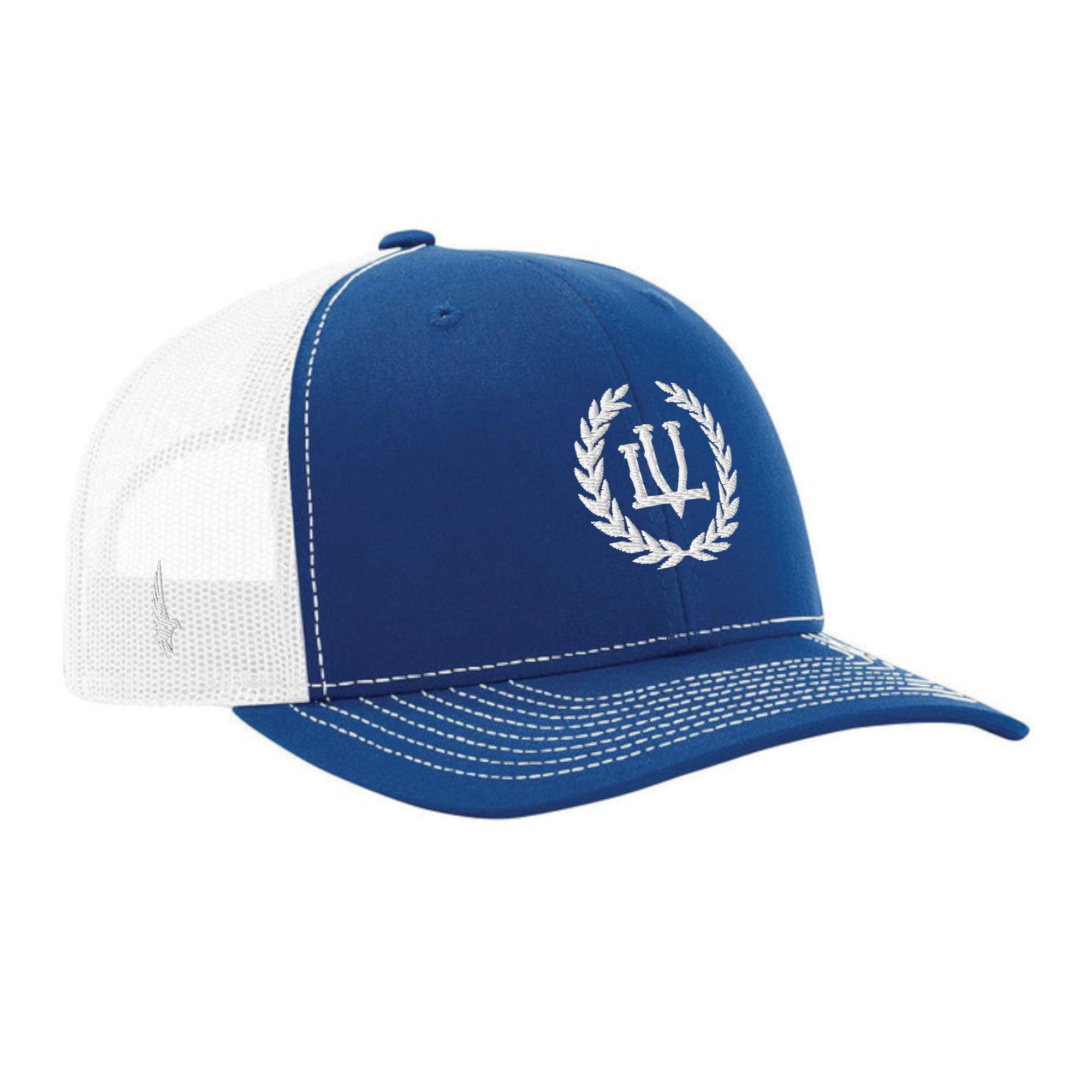 LOYALTY VIBES Crossover Trucker Hat White Blue OS - Loyalty Vibes