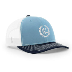 LOYALTY VIBES Crossover Trucker Hat White Sky Blue Navy Blue OS - Loyalty Vibes