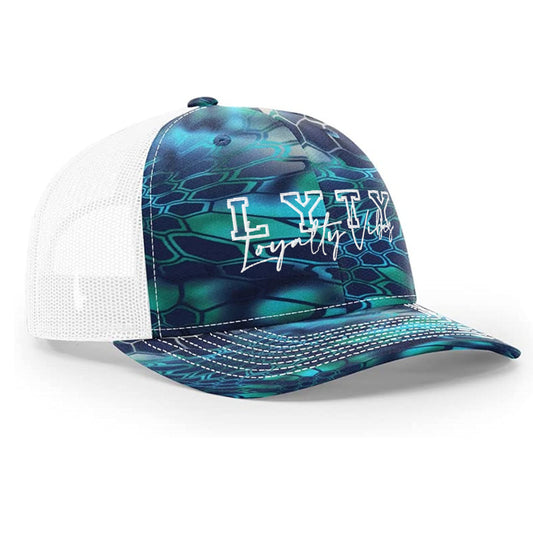 Loyalty Vibes Varsity Logo Trucker Hat Caribbean Breeze OS Adjustable - Loyalty Vibes