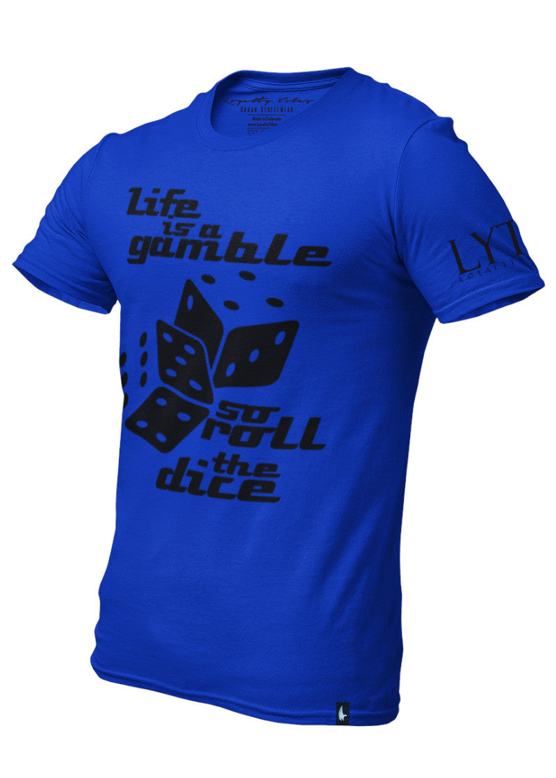 Life Is A Gamble T-Shirt Blue Black Men's - Loyalty Vibes