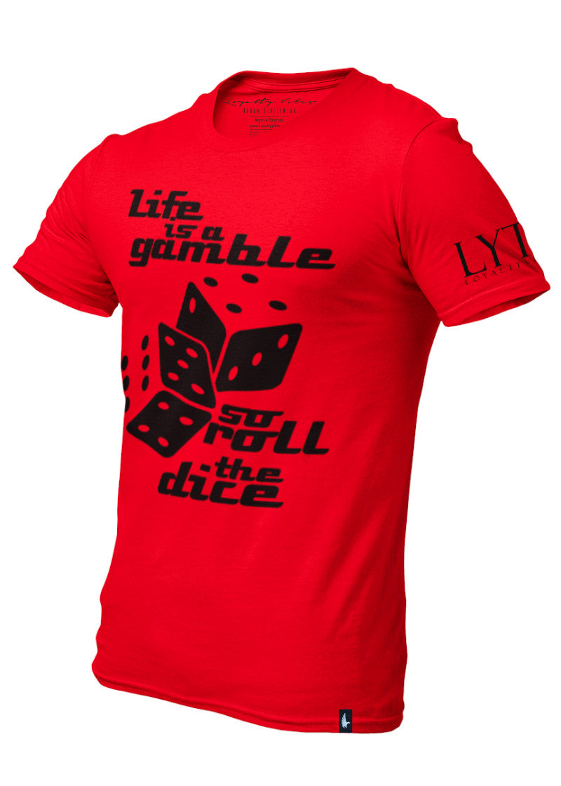 Life Is A Gamble T-Shirt Red Black Men's - Loyalty Vibes