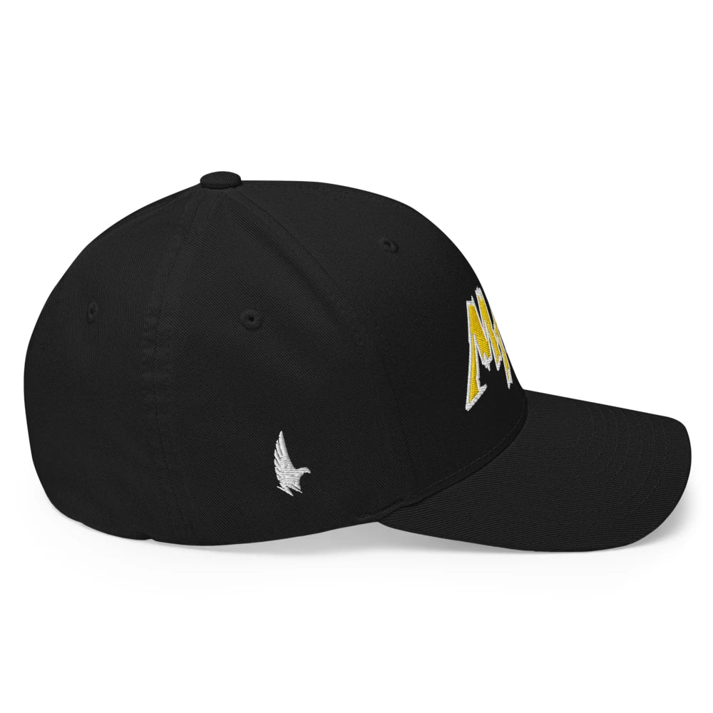 Macho MAGA 2.0 Fitted Hat - Black/Yellow - Side - Loyalty Vibes