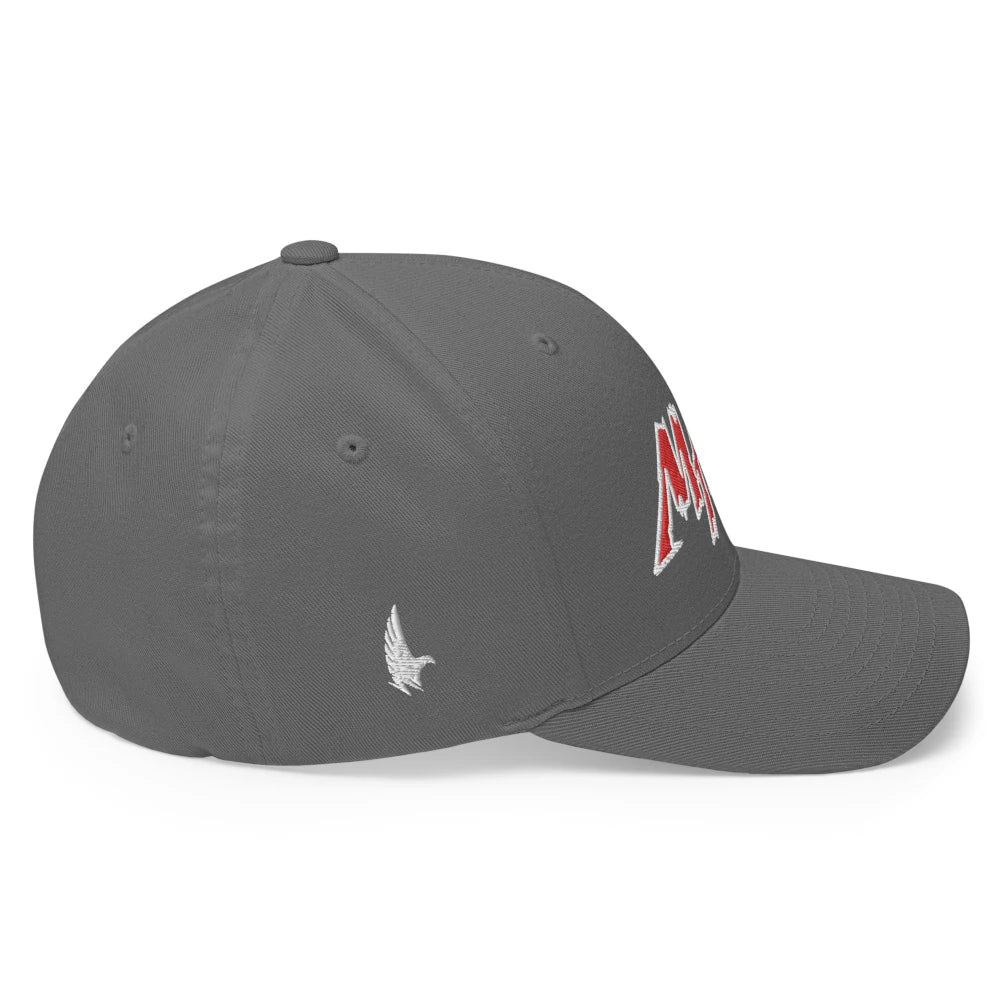 Macho MAGA 2.0 Fitted Hat - Grey/Red - Side - Loyalty Vibes