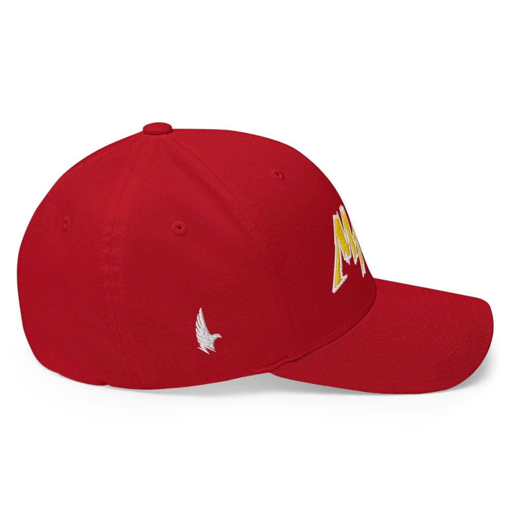 Macho MAGA 2.0 Fitted Hat - Red/Yellow - Side - Loyalty Vibes