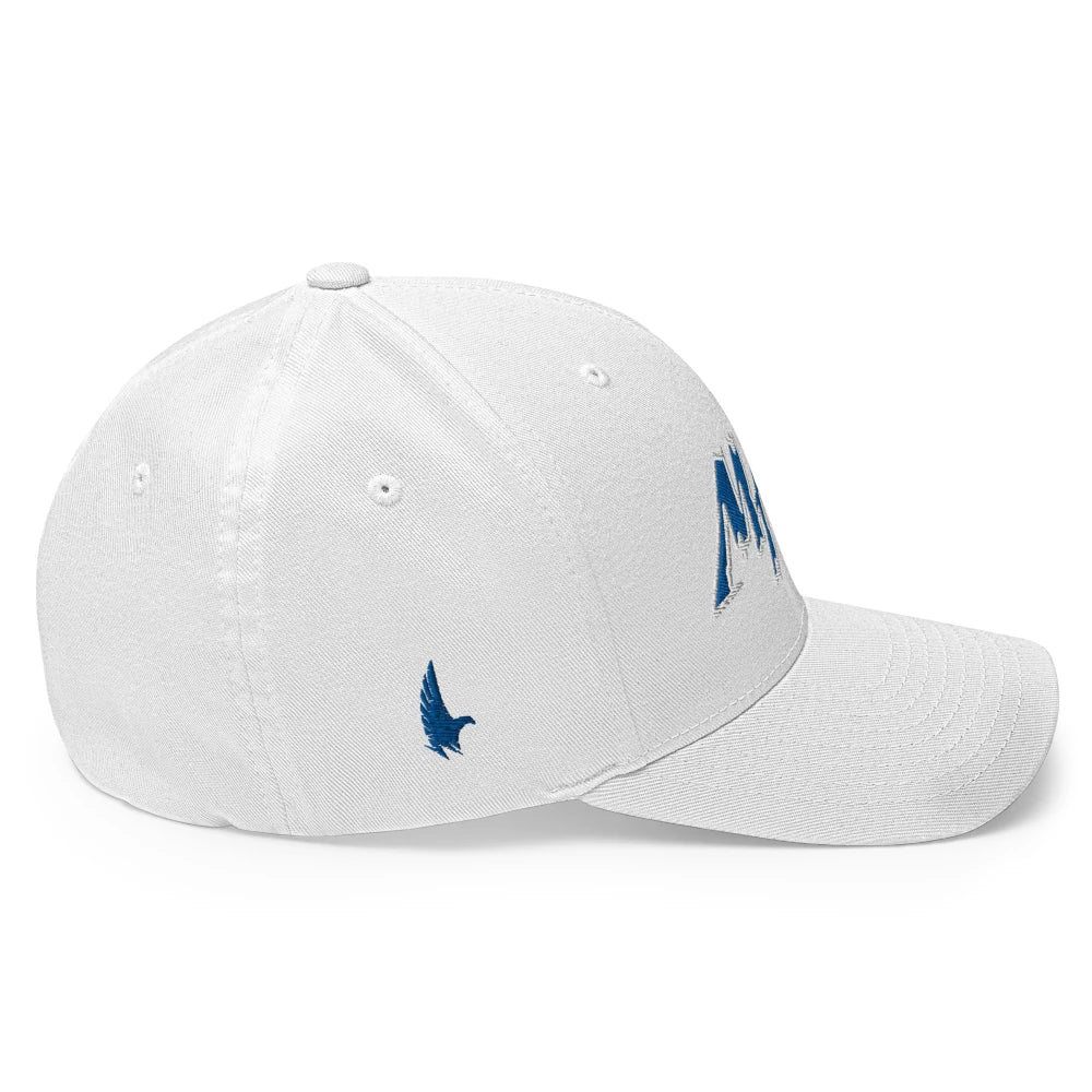 Macho MAGA 2.0 Fitted Hat - Whiteout/Blue - Side - Loyalty Vibes