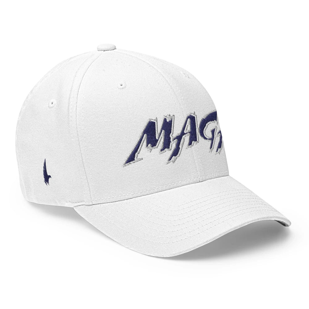 Macho MAGA 2.0 Fitted Hat - Whiteout/Navy Blue - Loyalty Vibes