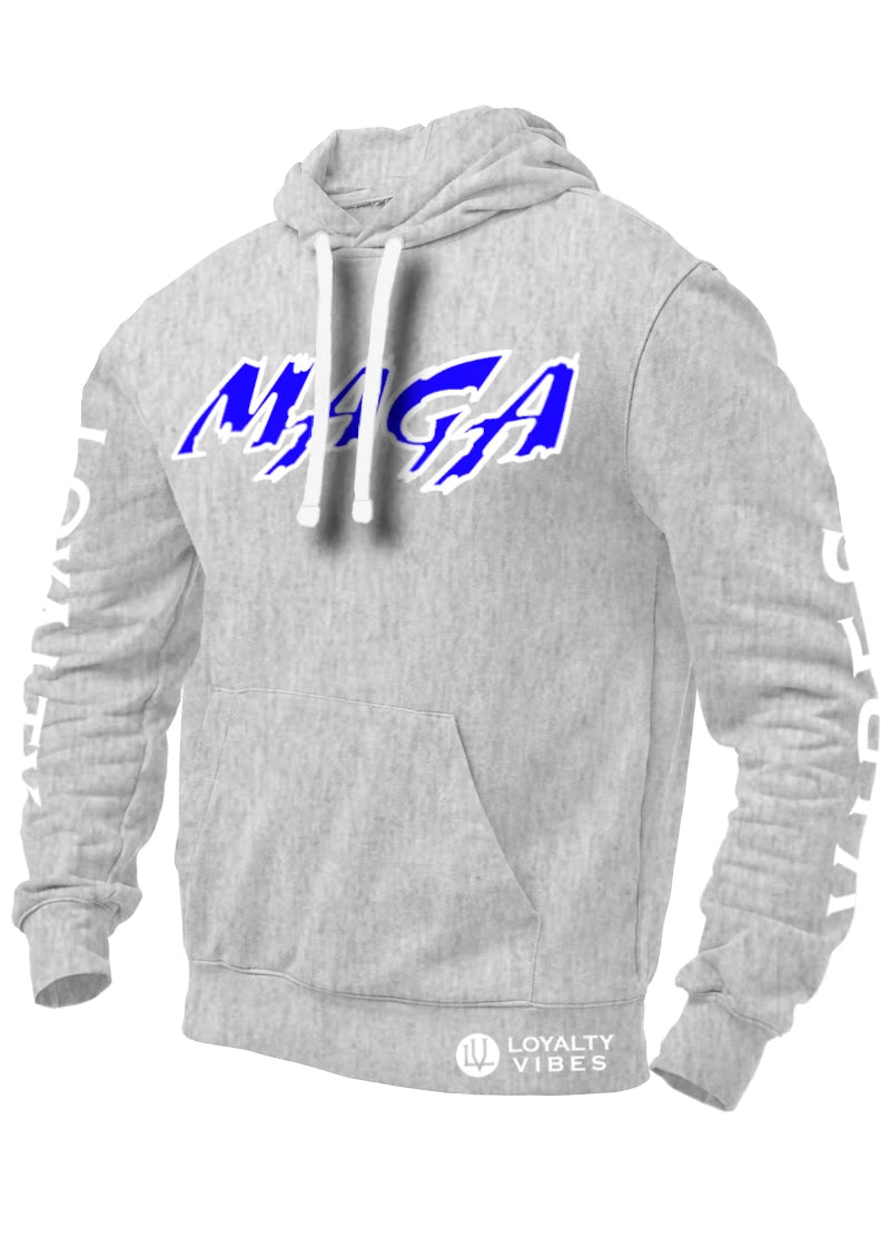 Macho MAGA 2.0 Hoodie - Heather Grey/Blue - Loyalty Vibes