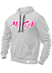 Macho MAGA 2.0 Hoodie - Heather Grey/Pink - Loyalty Vibes