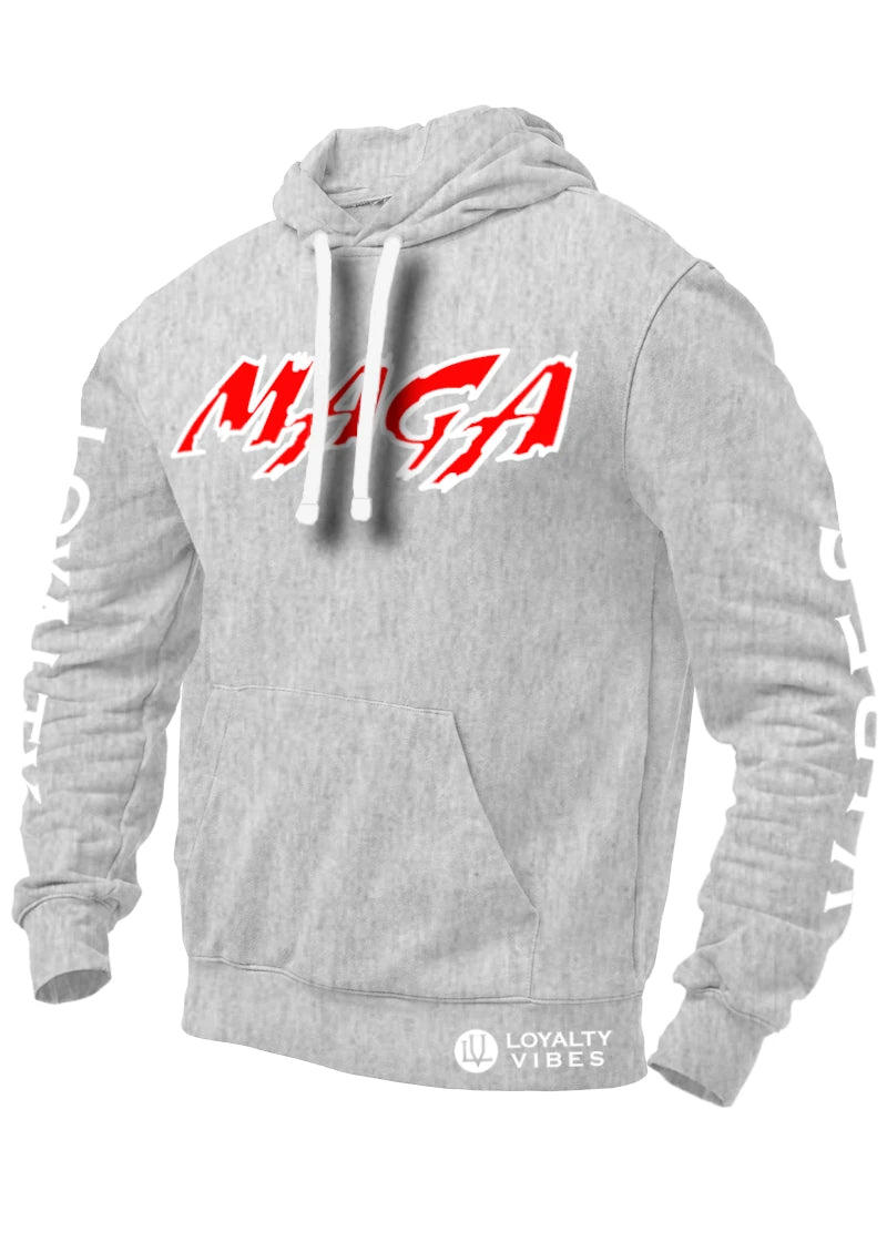 Macho MAGA 2.0 Hoodie Heather Grey Red - Loyalty Vibes