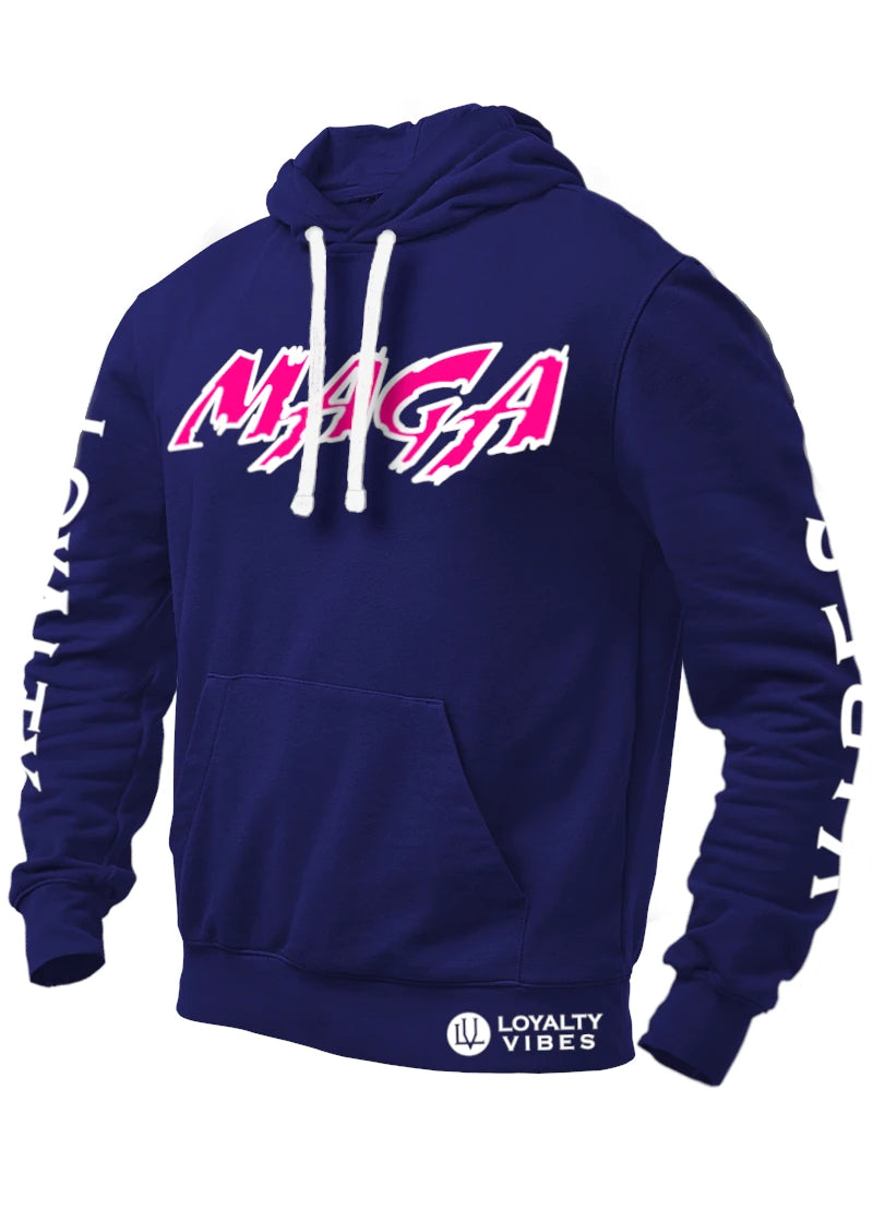 Macho MAGA 2.0 Hoodie - Navy Blue/Pink - Loyalty Vibes