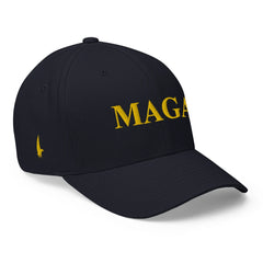 MAGA Fitted Hat Navy Blue Gold - Loyalty Vibes