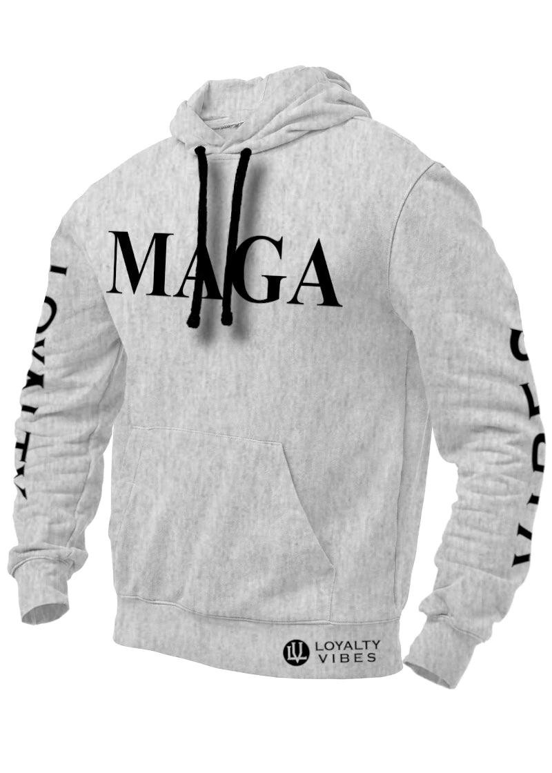 MAGA Hoodie - Heather Grey/Black - Loyalty Vibes