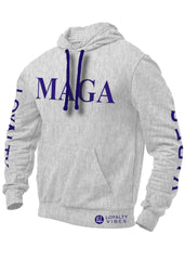 MAGA Hoodie - Heather Grey/Navy Blue - Loyalty Vibes