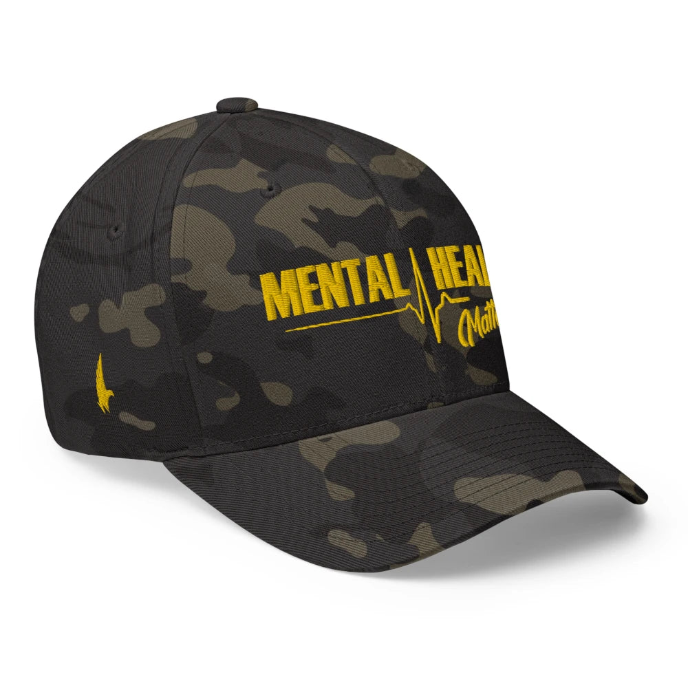 Mental Health Matters Fitted Hat Camo Black Gold - Loyalty Vibes